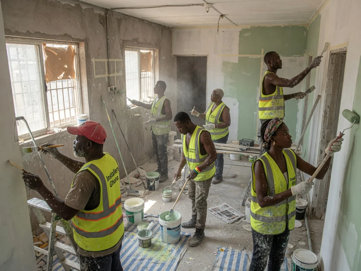 Interior trades sequenced under one programme — joinery equipment final fix commissioned installersghana, Accra Ghana