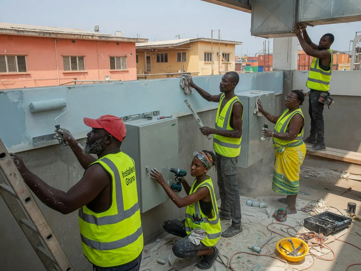 Specialist equipment install and commissioning detail — plant process equipment set out connection tema installersghana, Accra Ghana