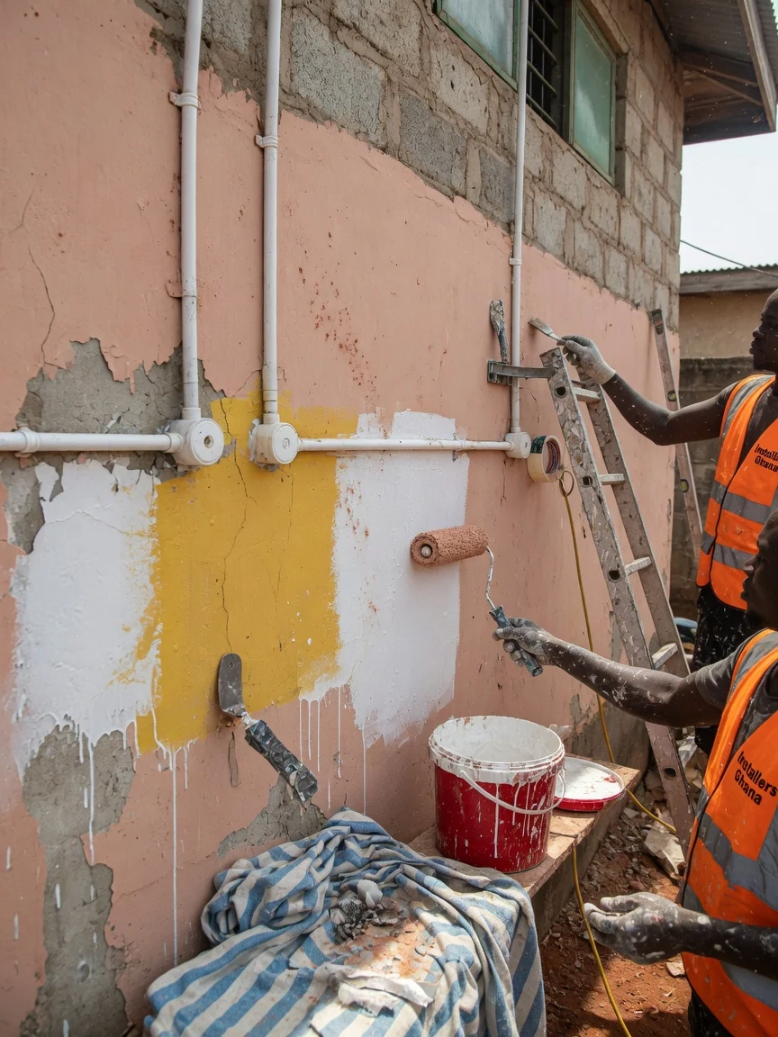 Building retrofit and services upgrade in Accra — refurbishment install mep finishes coordination detail installersghana, Accra Ghana