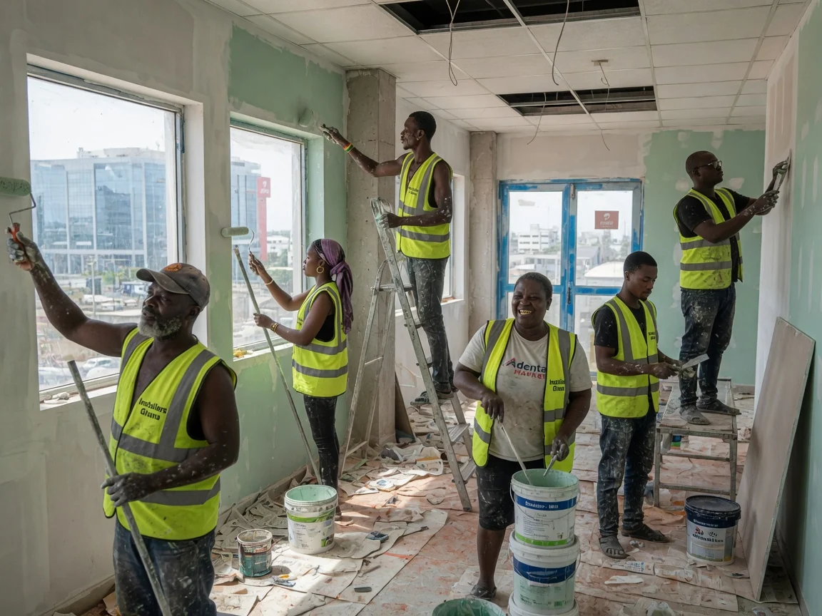 Fit-out contractors installing an interior in Accra — retail fit out completed handover airport city accra installersghana, Accra Ghana