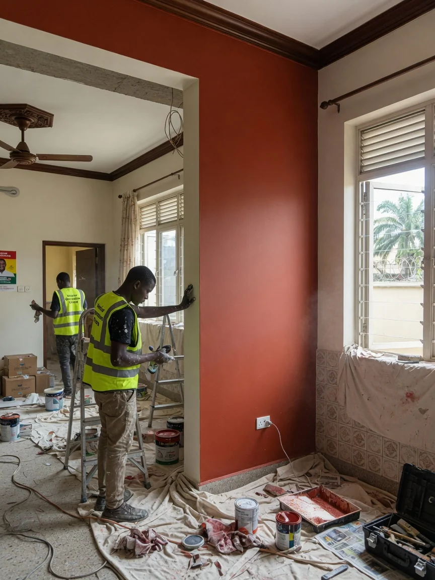 Ambassadorial residence interior fit-out in Accra — ambassadorial reception hall bespoke joinery lighting interiordecoratorsghana, Accra Ghana