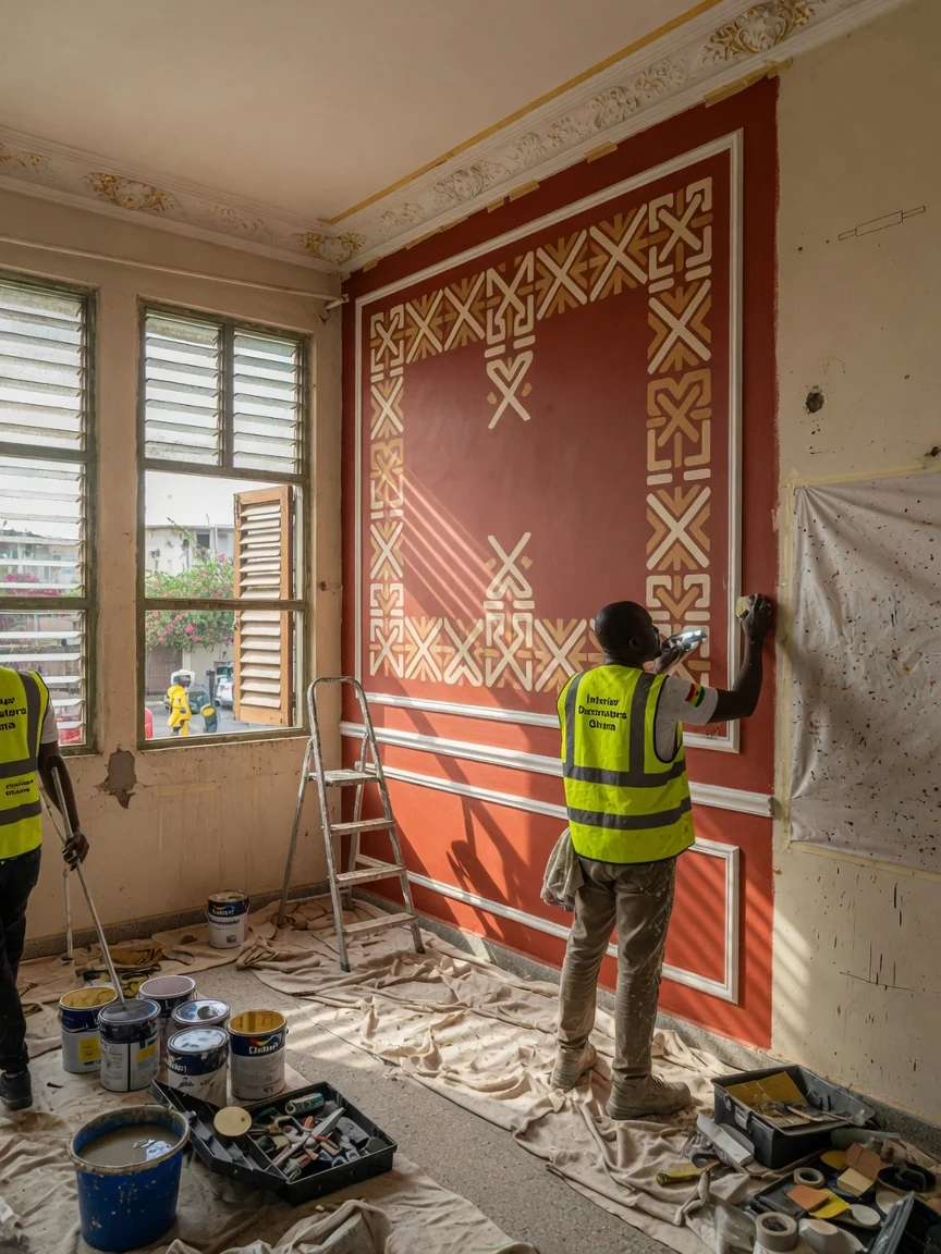 Heritage interior restoration in Accra — historic interior finish conservation matching labone accra interiordecoratorsghana, Accra Ghana