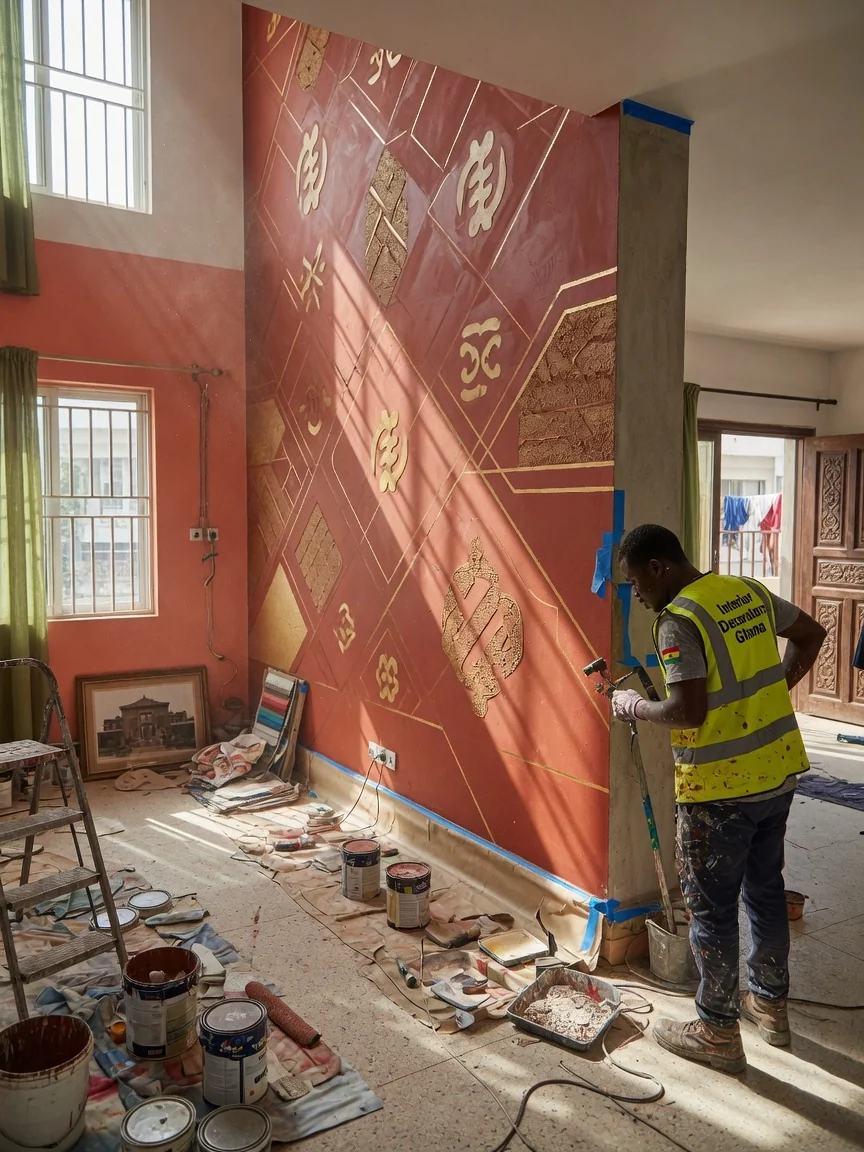 Art curation and installation in Accra — statement artwork accent lighting corporate interior accra interiordecoratorsghana, Accra Ghana