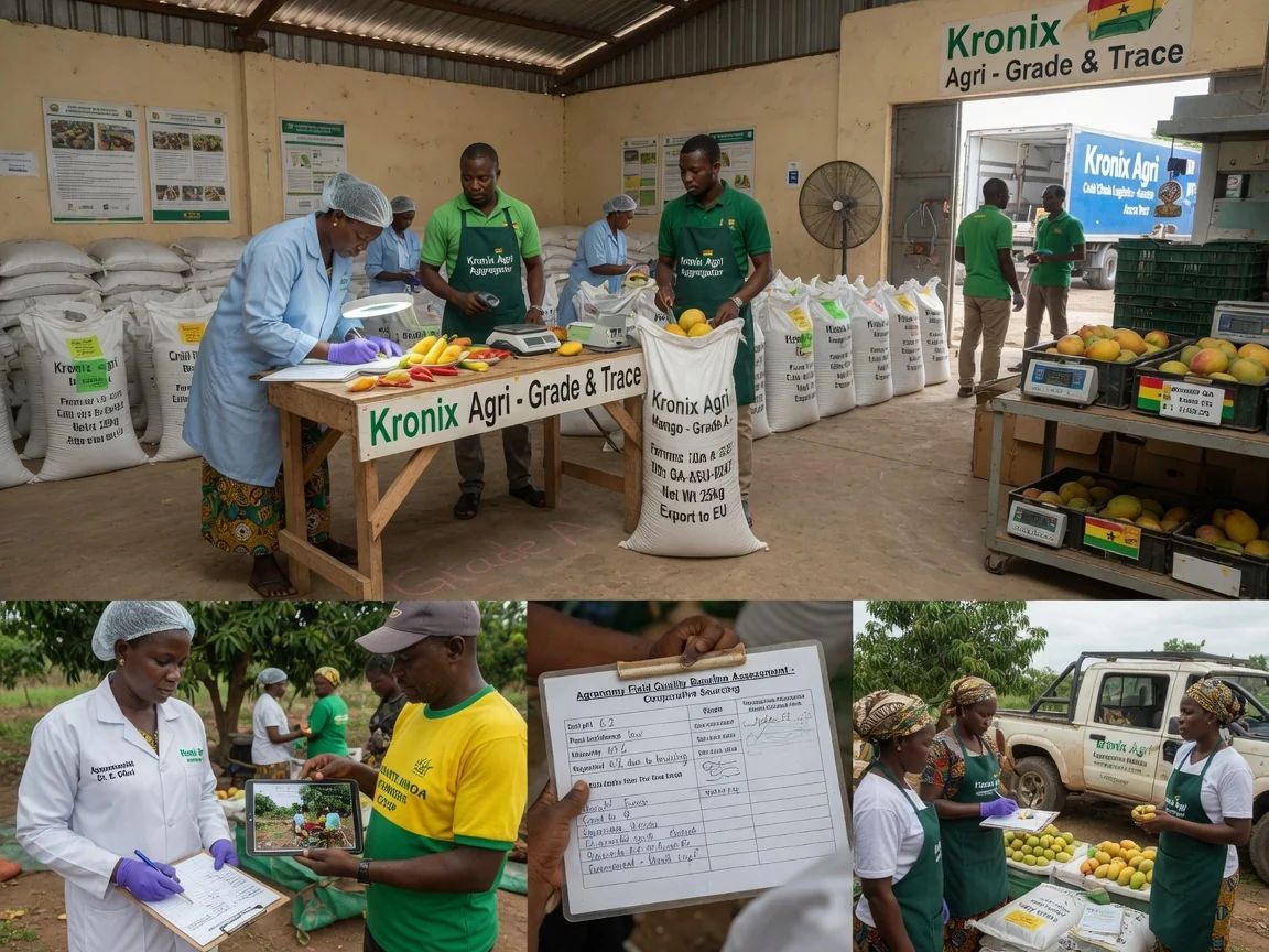 Crop aggregation and sourcing in Ghana — kronix agri agronomy field quality baseline assessment branded togo kronixagri, Accra Ghana