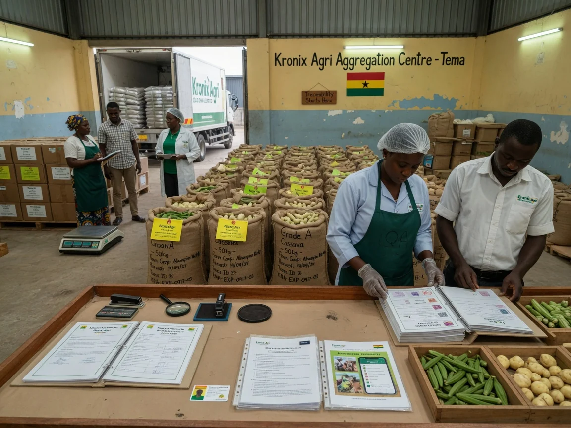 Export-readiness and certification support for Ghanaian commodities — kronix agri export dossier certificates traceability file branded ghana kronixagri, Accra Ghana
