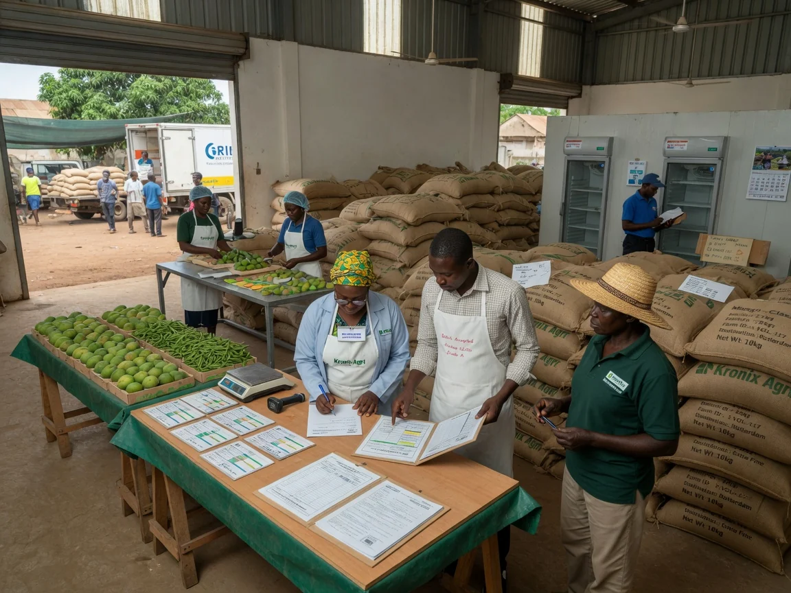 Quality assurance and grading of tropical crops in Ghana — kronix agri quality record handover signoff documentation branded ghana kronixagri, Accra Ghana