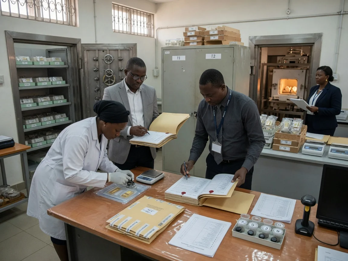 Secure precious-metals logistics & vaulting, Ghana–Togo corridor — kronix metals custody handover sealed manifest verification desk branded accra kronixmetals, Accra Ghana