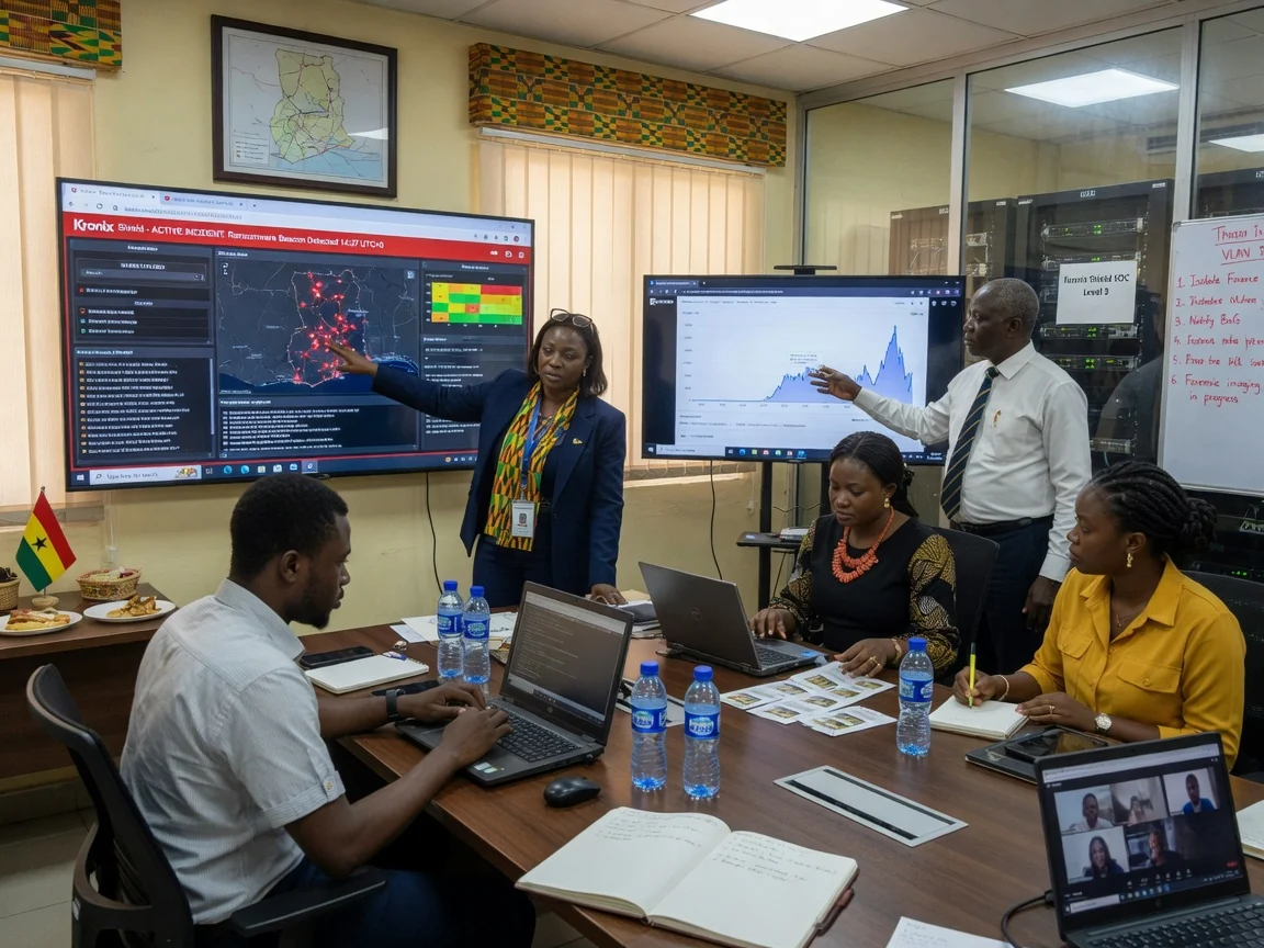 Institutional incident response in Ghana — kronix shield incident response war room team branded accra kronixshield, Accra Ghana
