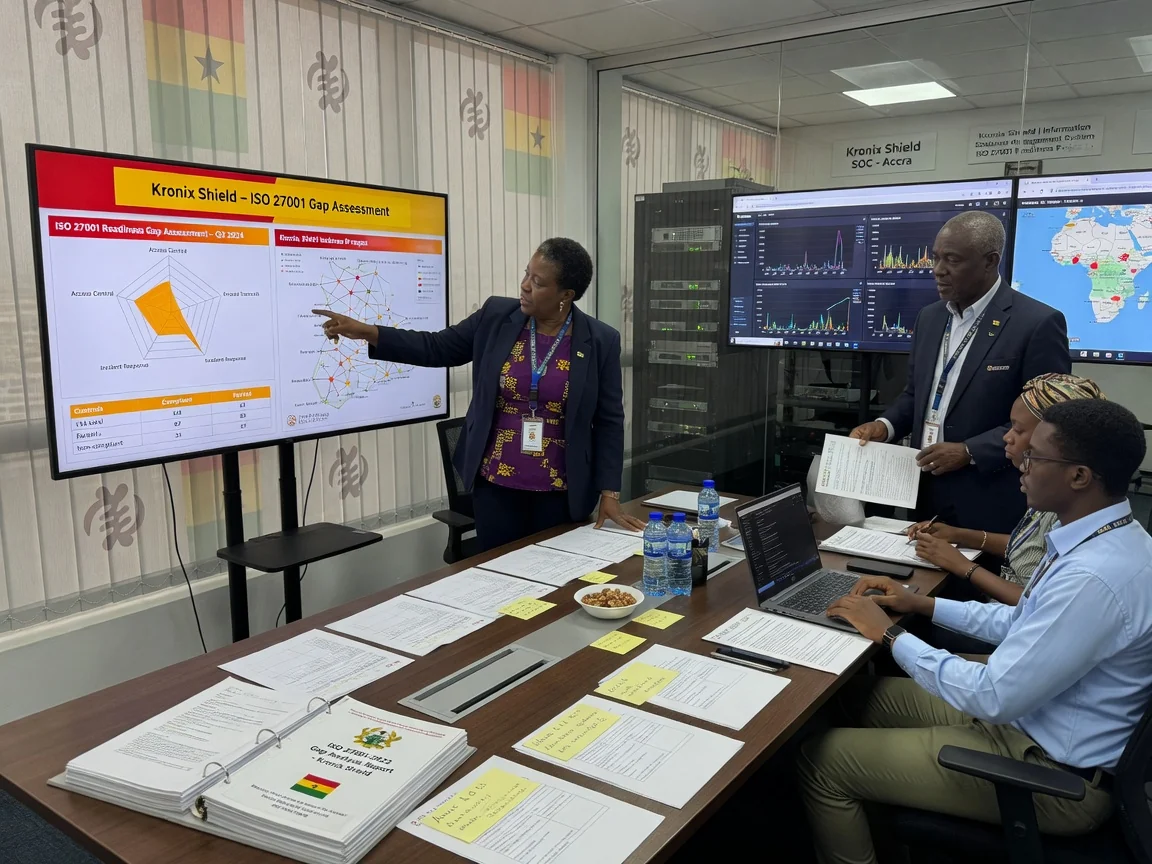 Conseil en préparation et alignement ISO 27001 au Ghana — kronix shield iso 27001 readiness gap assessment branded accra kronixshield, Accra Ghana