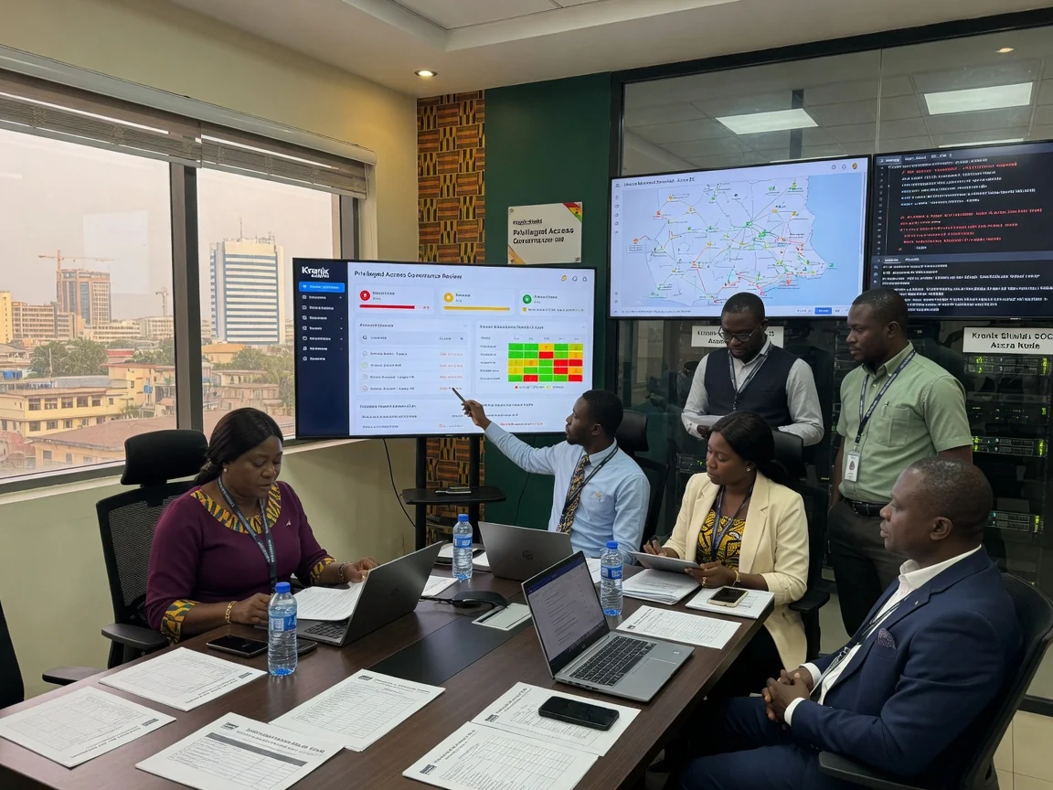 Conseil institutionnel identité & accès au Ghana — kronix shield privileged access governance review team branded accra kronixshield, Accra Ghana