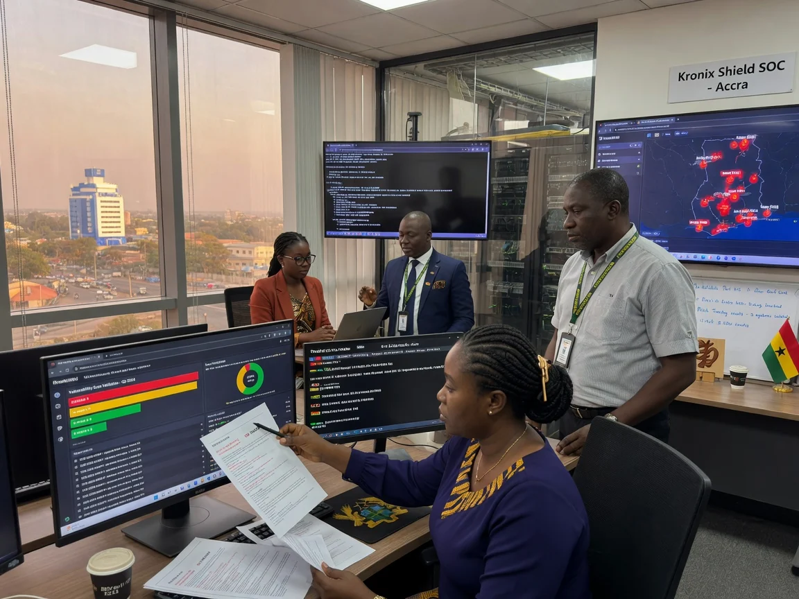 Institutional vulnerability management in Ghana — kronix shield security operations vulnerability scan validation branded accra kronixshield, Accra Ghana