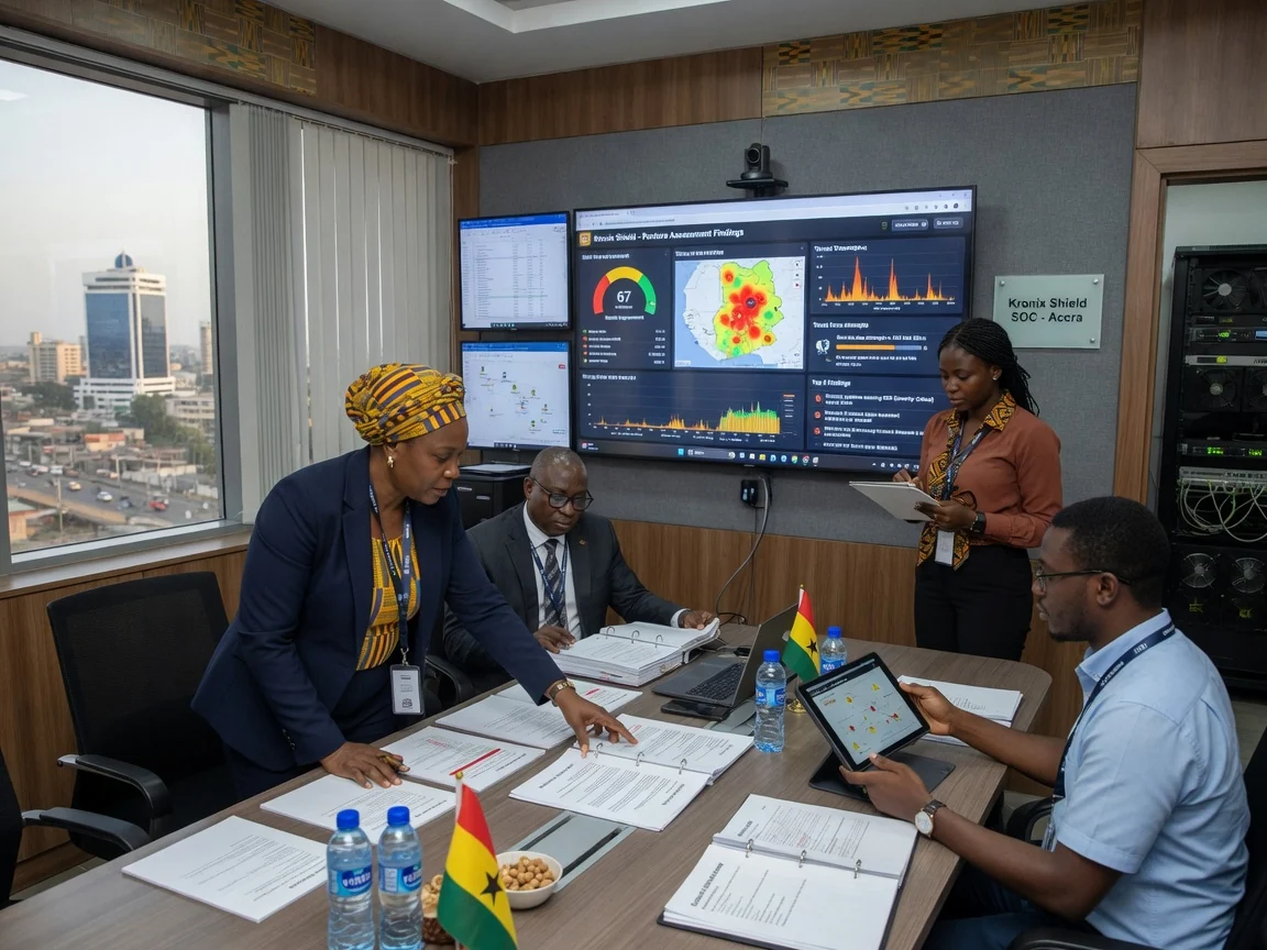 Institutional security assessment & advisory in Ghana — kronix shield security posture assessment findings review branded accra kronixshield, Accra Ghana