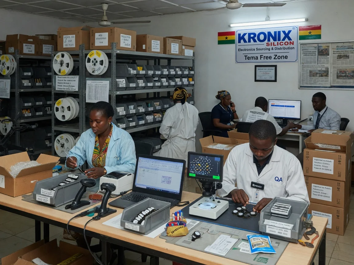 Component distribution and fulfilment across Ghana and Togo — kronix silicon component pick pack fulfilment bench branded tema kronixsilicon, Accra Ghana