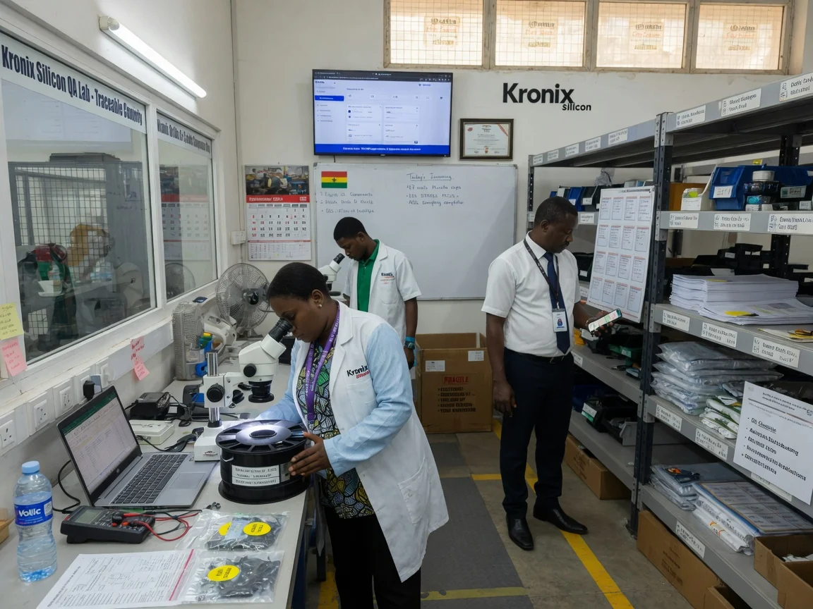 Electronic component sourcing and distribution in Africa — kronix silicon component quality assurance testing lab branded accra kronixsilicon, Accra Ghana