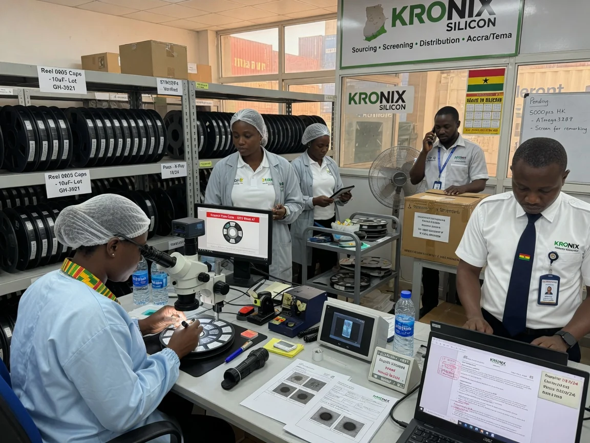 Component quality assurance and testing coordination, Tema Ghana — kronix silicon counterfeit screening marking authenticity review branded accra kronixsilicon, Accra Ghana