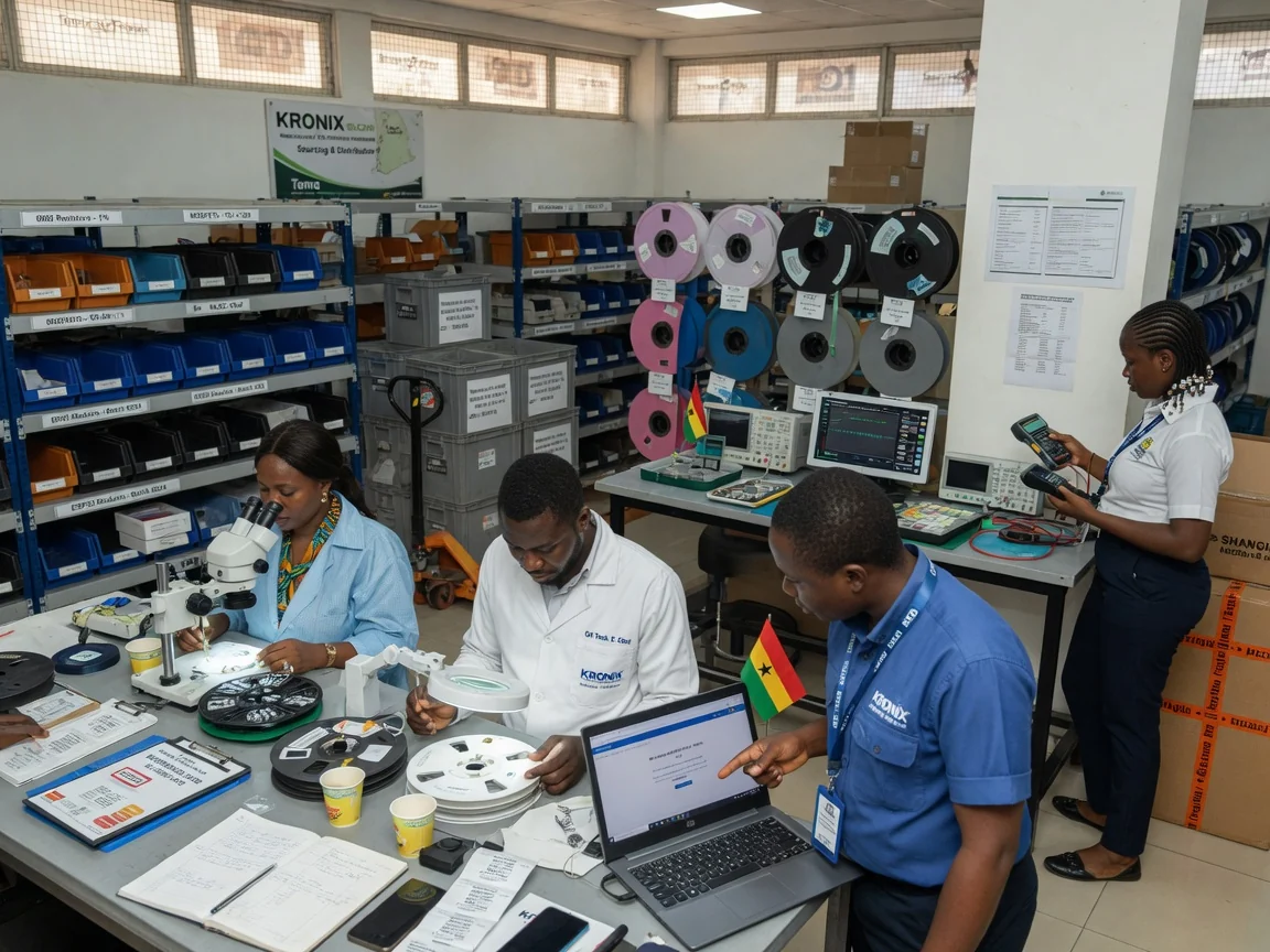 Electronic component supply chain management and inbound logistics coordination — kronix silicon inbound logistics coordination batch verification branded tema kronixsilicon, Accra Ghana