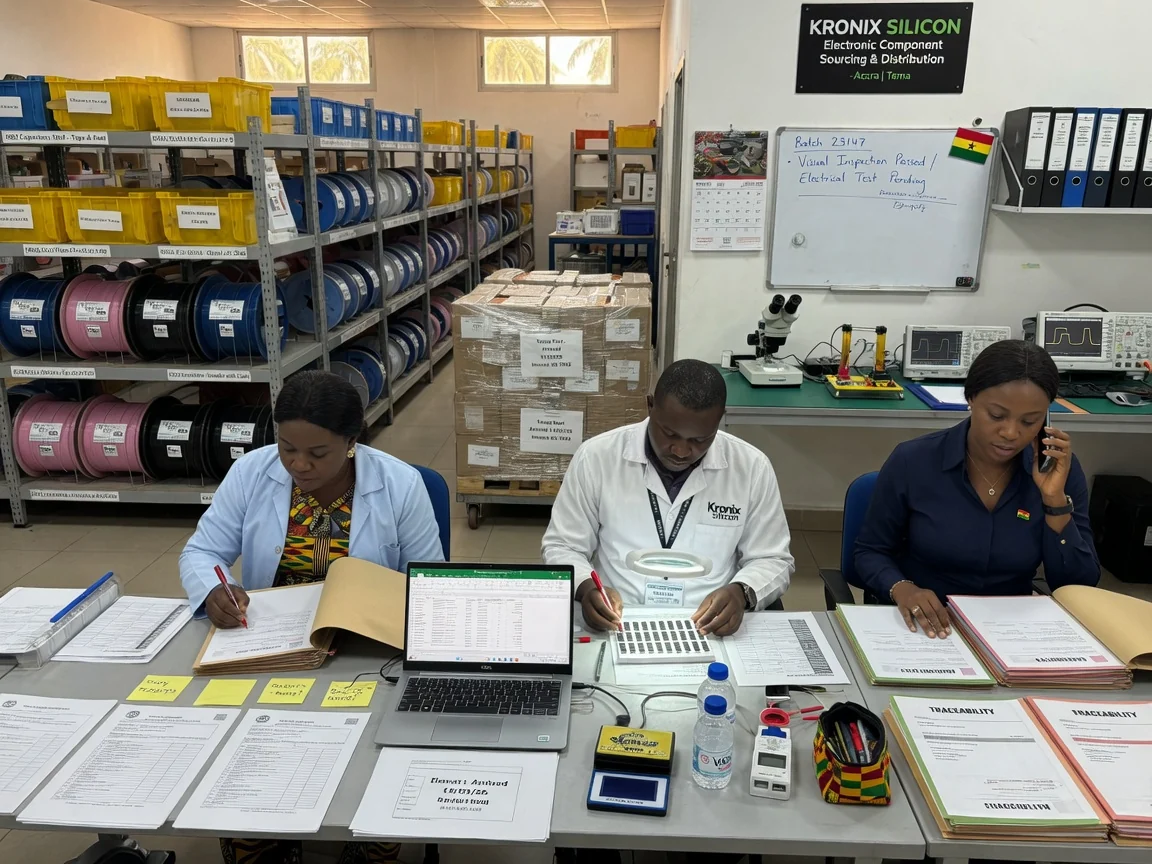 Logistics and import coordination for electronic components, Tema Ghana — kronix silicon pre shipment documentation classification review branded tema kronixsilicon, Accra Ghana