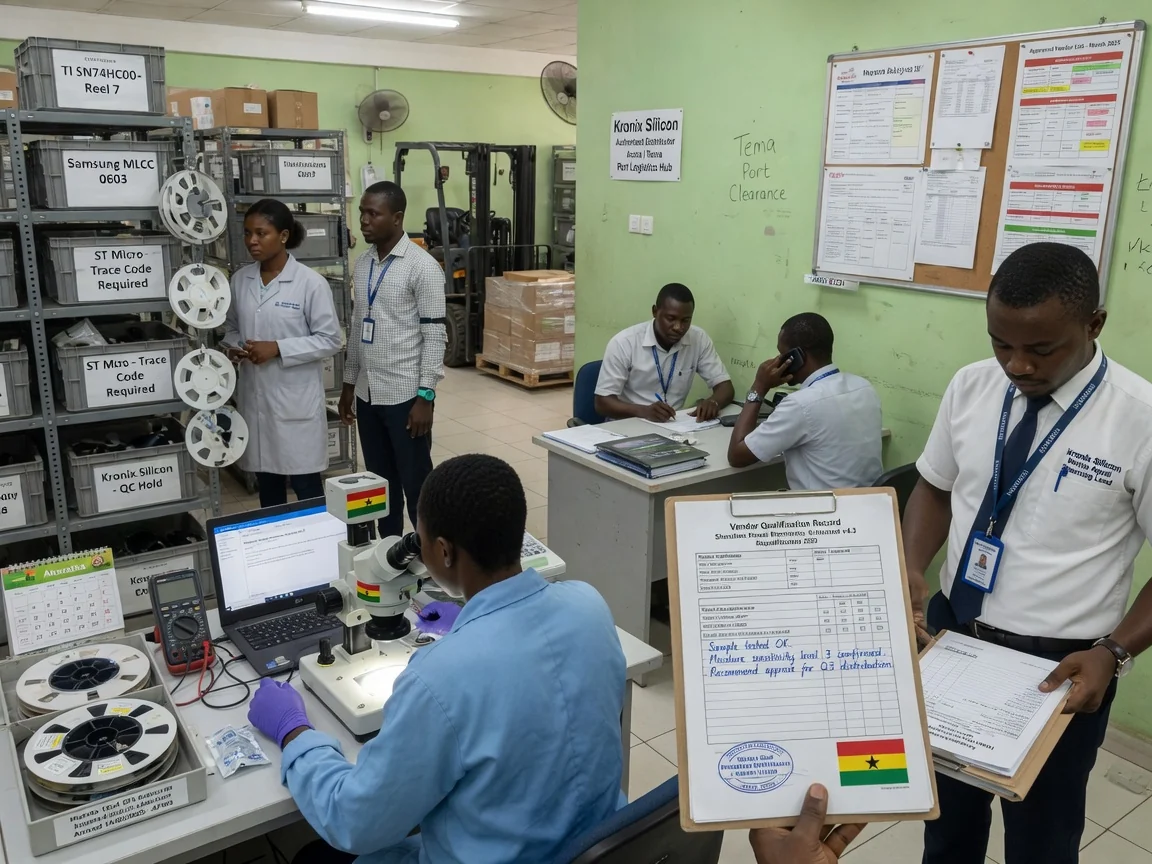 Electronic component sourcing and procurement in Ghana and Togo — kronix silicon vendor qualification documentation record branded accra kronixsilicon, Accra Ghana