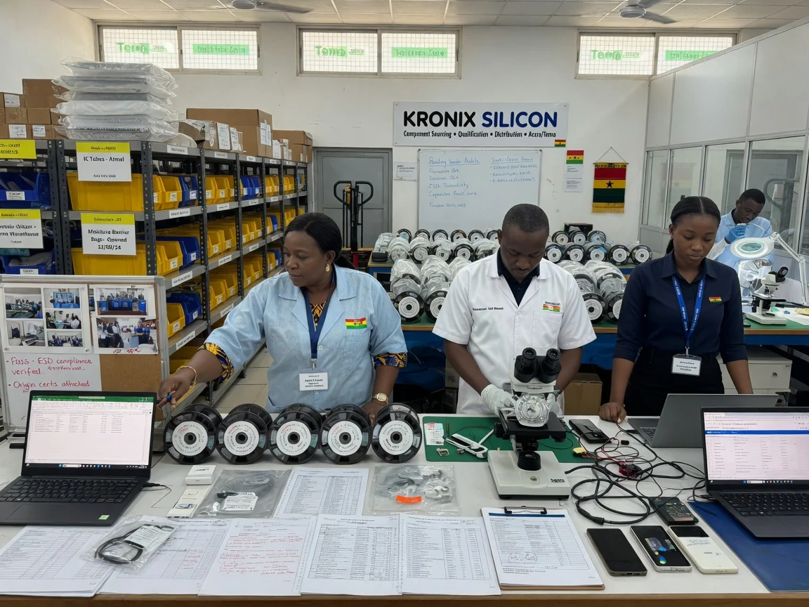 Electronic component supply chain management and inbound logistics coordination — kronix silicon vendor qualification supply panel review branded accra kronixsilicon, Accra Ghana