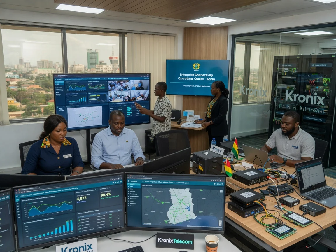 Enterprise connectivity and VAS in Ghana — kronix telecom enterprise connectivity network operations centre branded accra kronixtelecom, Accra Ghana