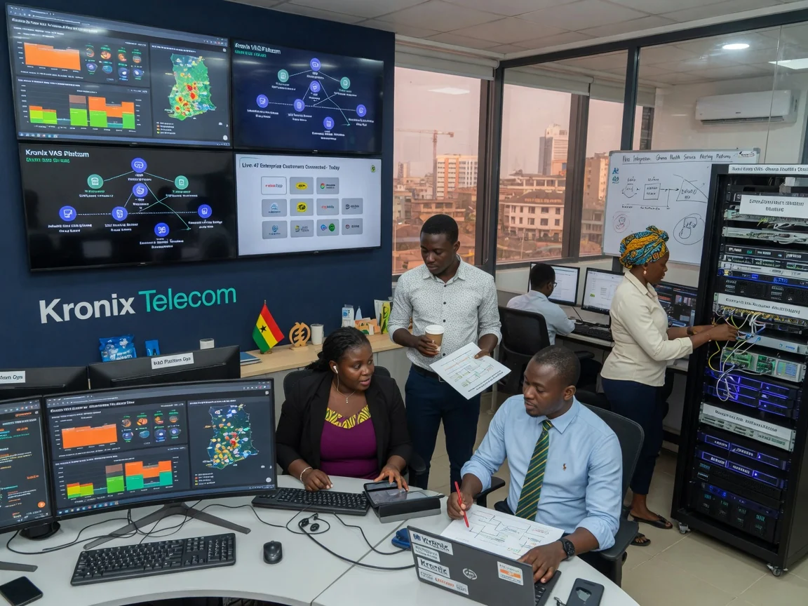 Activation de plateformes VAS au Ghana — kronix telecom vas platform network operations centre branded accra kronixtelecom, Accra Ghana
