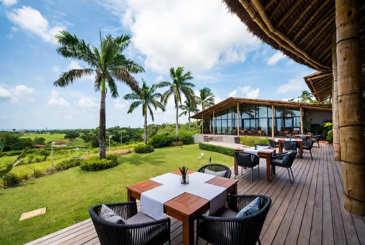 Luxury restaurant outdoor dining landscape in East Legon, Accra, maintained by Landscape GH