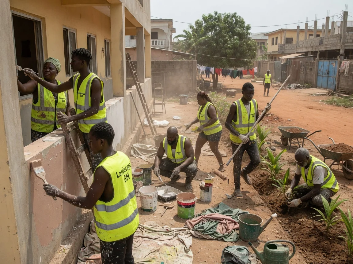 Entretien paysager à long terme et établissement au Ghana — estate grounds kept to standard long term contract east legon accra landscapegh, Accra Ghana