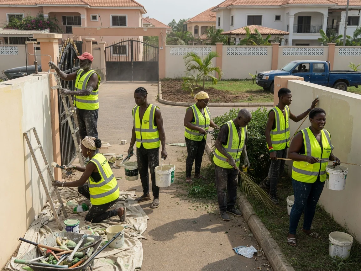 Estate and gated-community grounds management in Ghana — estate shared lawn hedge entrance upkeep consistent standard trasacco accra landscapegh, Accra Ghana