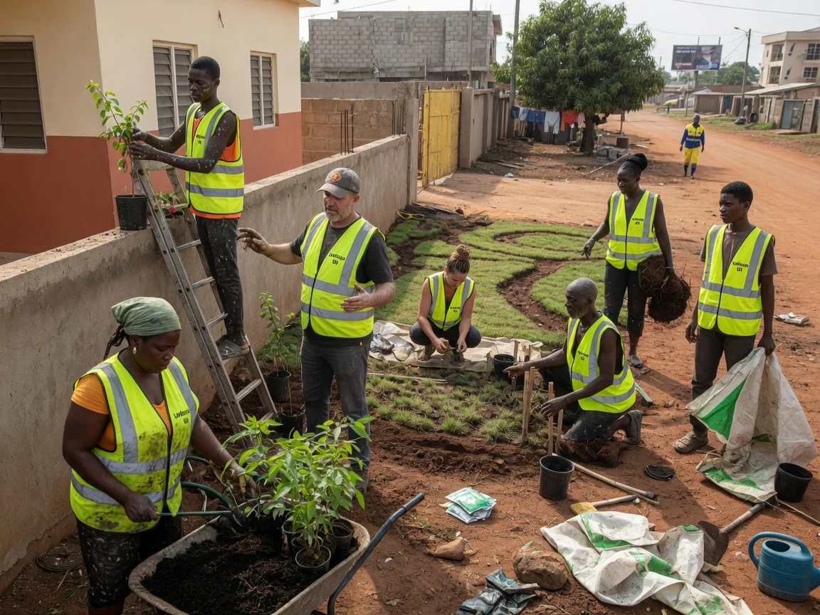 Climate-suited planting design in Ghana — native climate suited planting design beds tropical east legon accra landscapegh, Accra Ghana