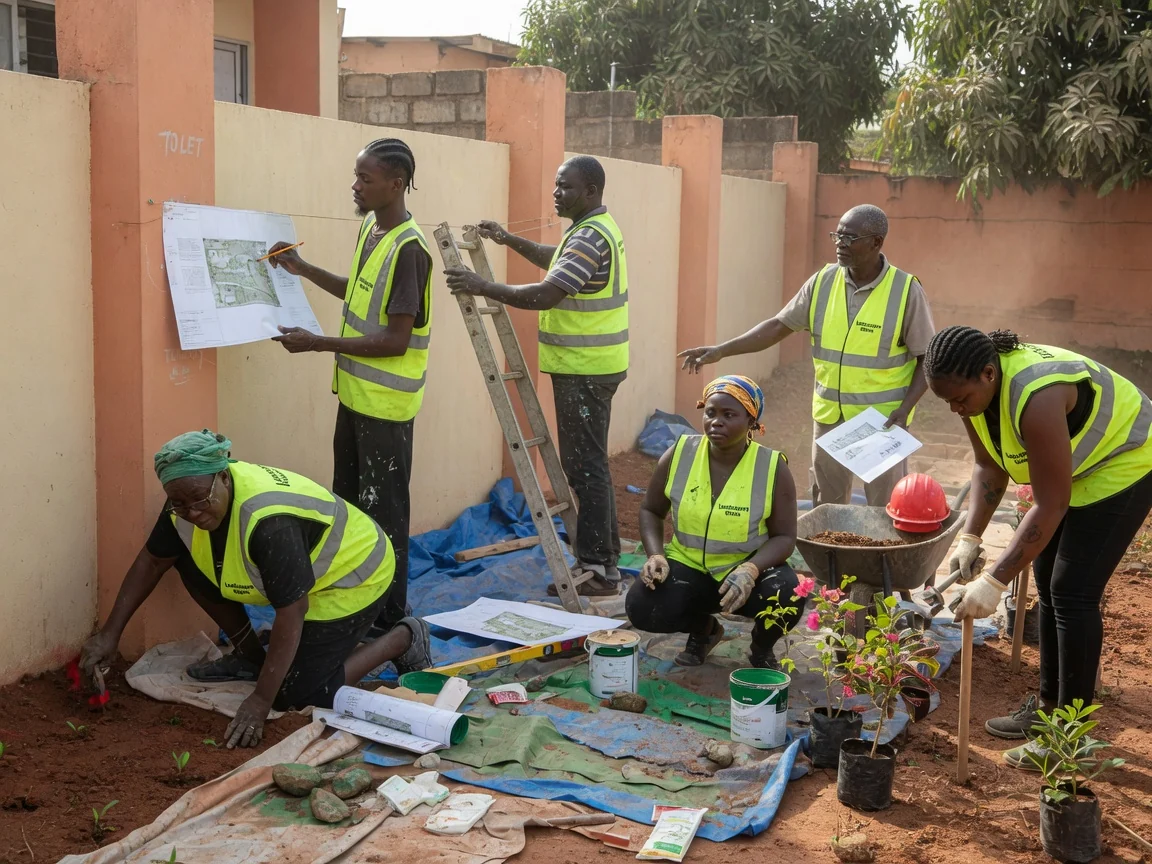 Landscape architecture consulting in Accra — designed grounds master plan realised lawn planting cantonments accra landscapersghana, Accra Ghana