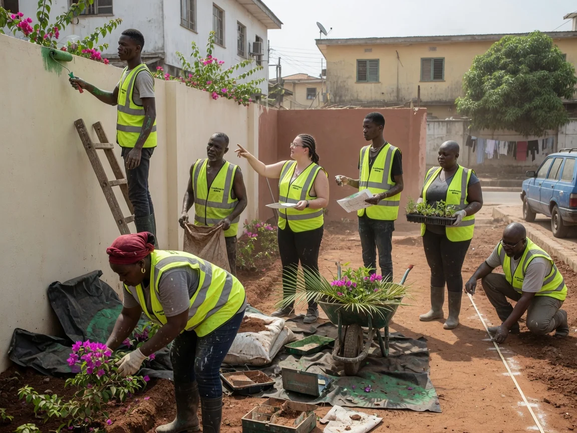 Garden design in Accra — finished designed garden from plan lawn paving cantonments accra landscapersghana, Accra Ghana