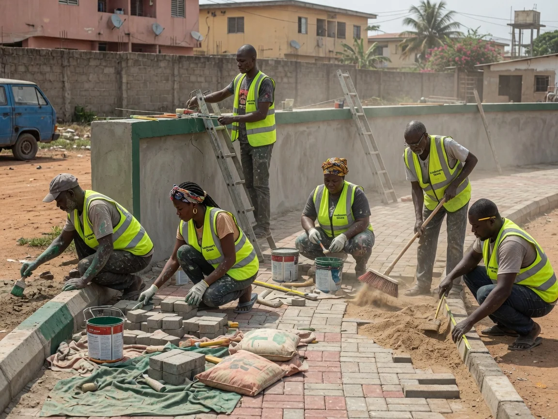 Hardscape elements in Accra — garden retaining wall construction trasacco accra landscapersghana, Accra Ghana