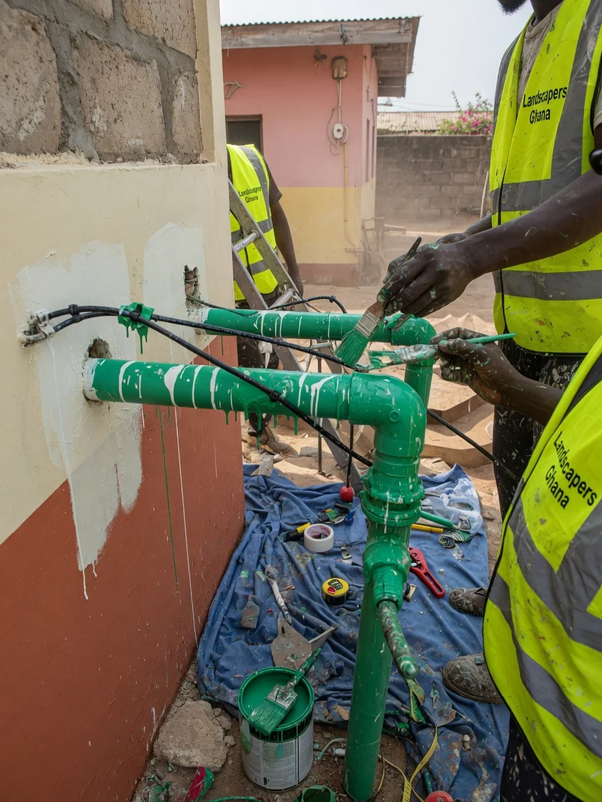 Irrigation system design and install in Accra — irrigation controller timer valve manifold detail cantonments accra landscapersghana, Accra Ghana