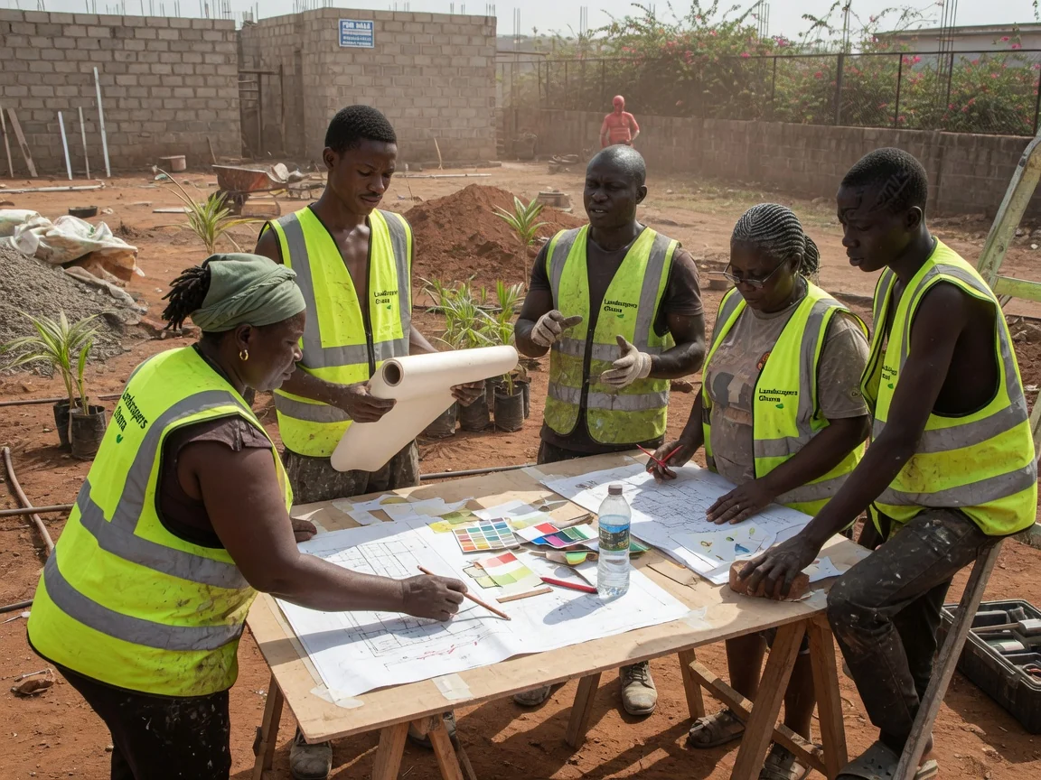 Landscape design drawings in Accra — landscape design hardscape levels irrigation layout spintex accra landscapersghana, Accra Ghana