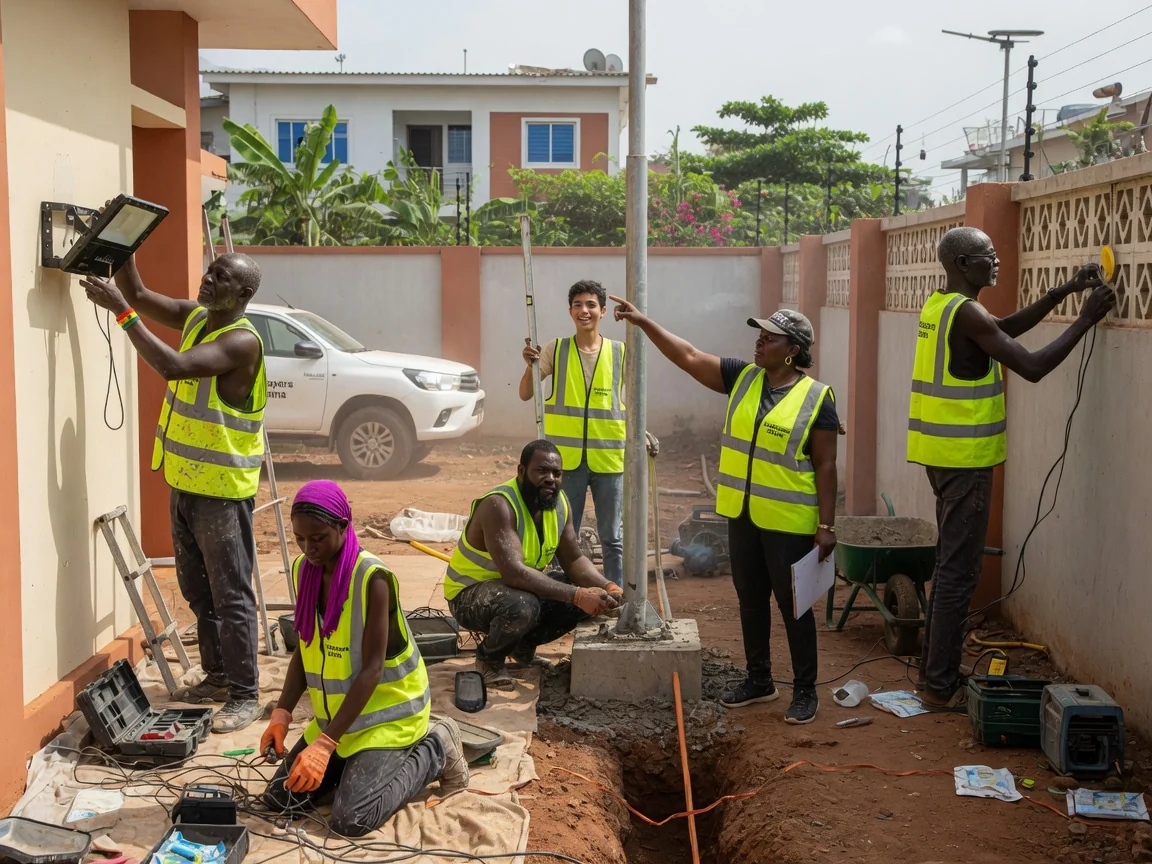 Outdoor lighting design and install in Accra — landscape lighting night effect trees facade airport residential accra landscapersghana, Accra Ghana