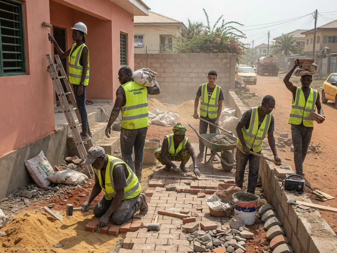 Hardscape construction in Accra — landscapers ghana hardscape paving patio build east legon accra landscapersghana, Accra Ghana