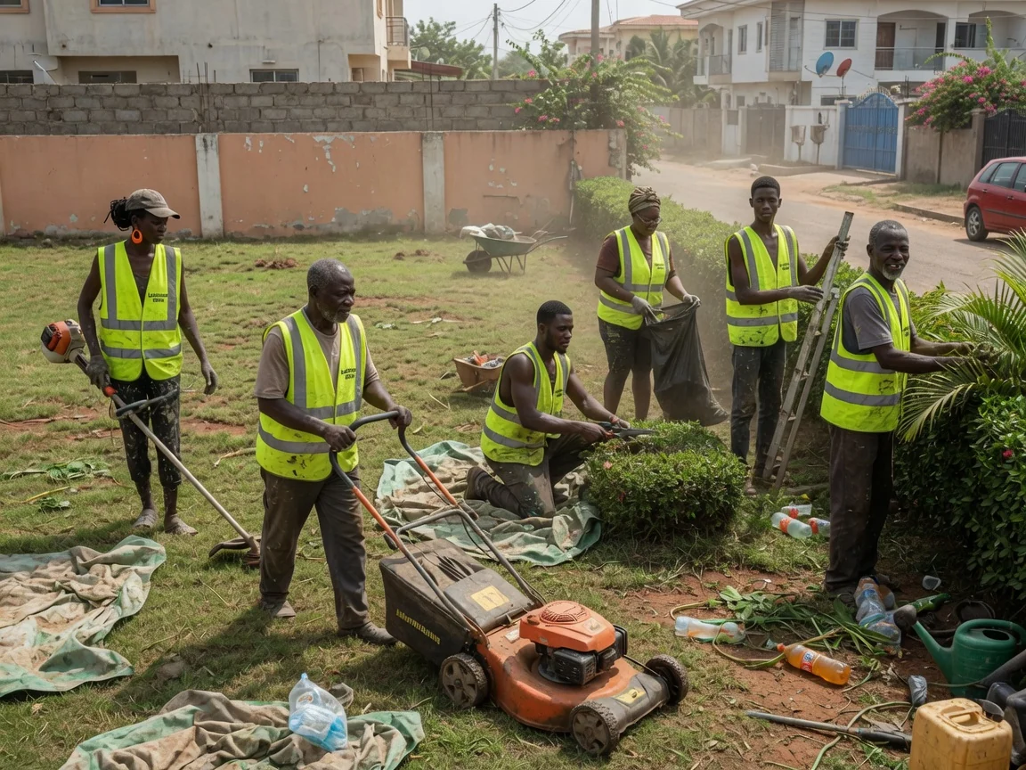 Lawn care and maintenance in Accra — lawn care maintenance mowing edging carpet grass east legon accra landscapersghana, Accra Ghana