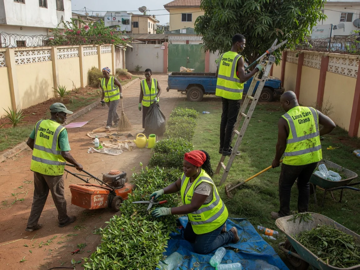 Lawn care and garden maintenance in Accra — carpet grass lawn kept healthy after service airport residential accra lawncareghana, Accra Ghana