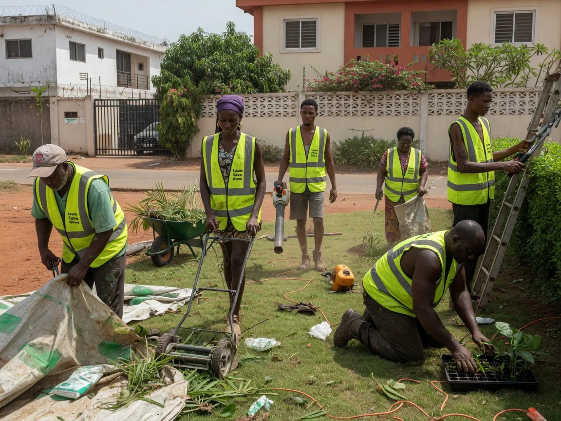Premium residential lawn and garden care in Accra — carpet grass premium lawn immaculate finish after care cantonments accra lawncareghana, Accra Ghana