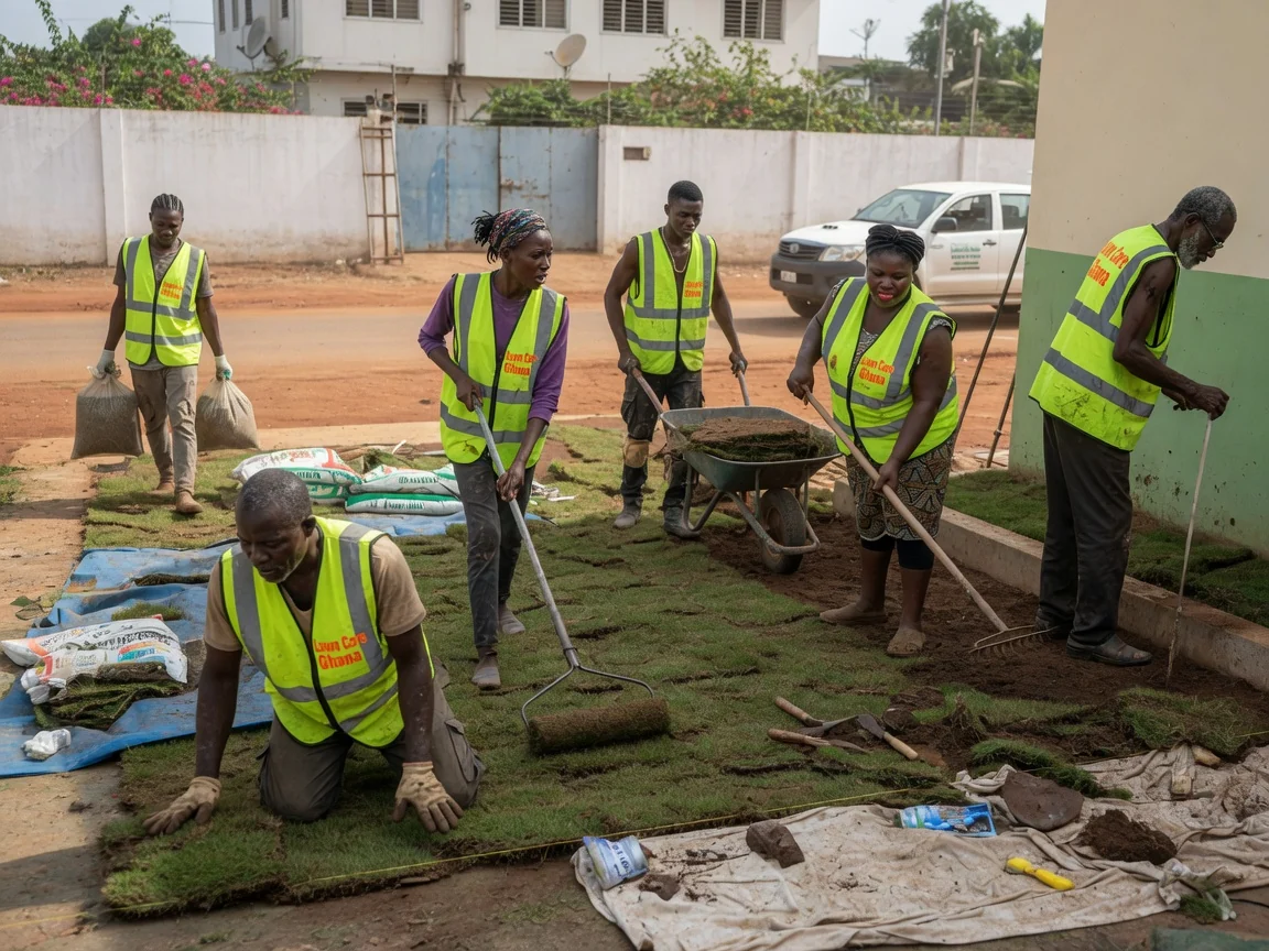 Specialty turf management and lawn establishment in Accra — high wear area turf establishment pathway airport residential accra lawncareghana, Accra Ghana