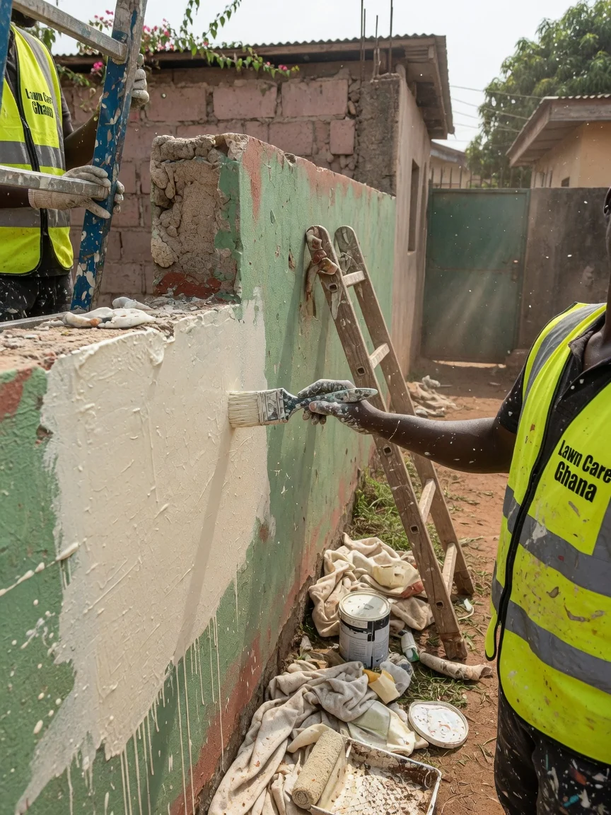 Premium residential lawn and garden care in Accra — premium garden full bed shrub pruning detailing airport residential accra lawncareghana, Accra Ghana