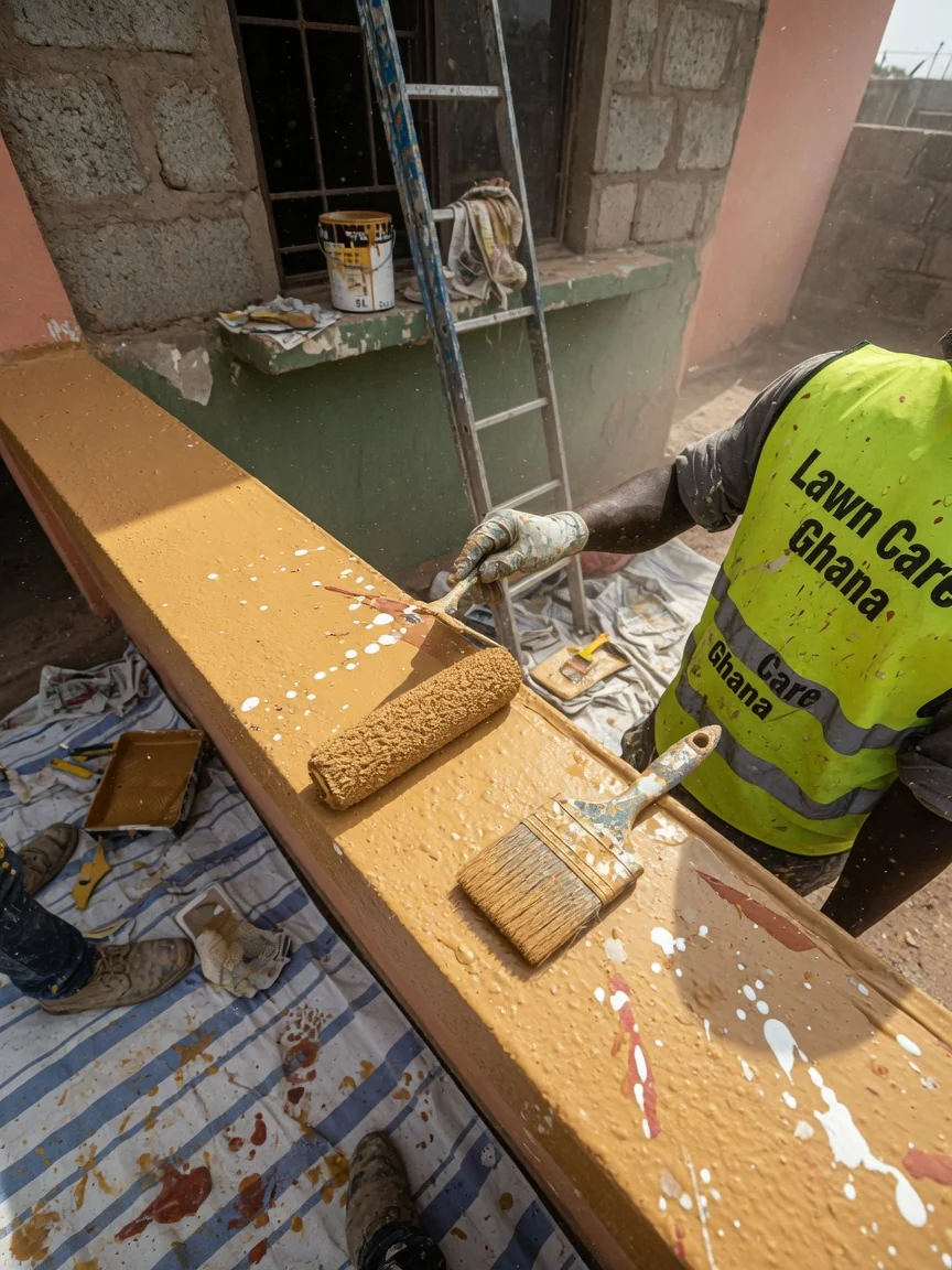 Multi-property maintenance programmes in Accra — scheduled crew round across multiple properties detail accra lawncareghana, Accra Ghana