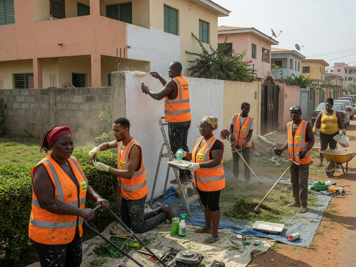 Scheduled lawn care programmes in Accra — scheduled lawn care regular mowing edging residential grounds east legon accra lawncareghana, Accra Ghana