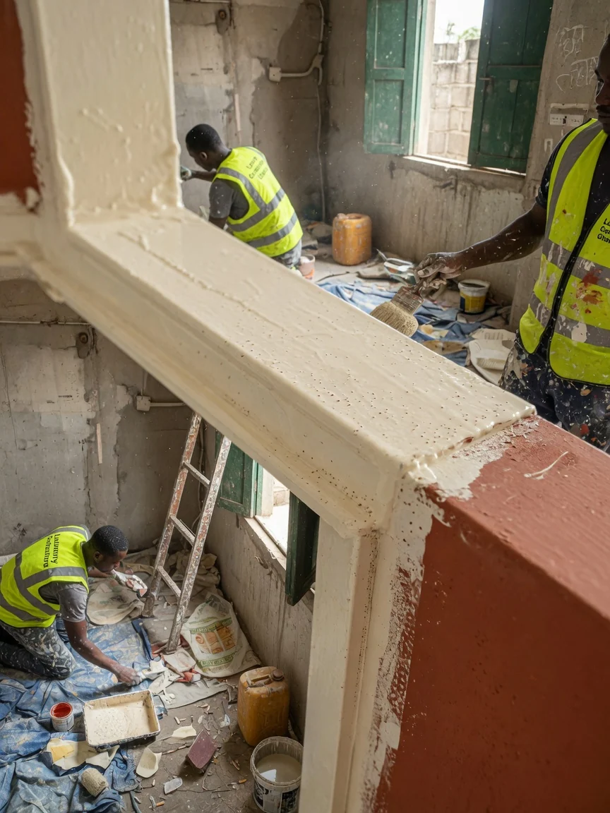International-standard finish package in Accra — international standard marble stone finish premium interior detail accra luxurycontractorsghana, Accra Ghana