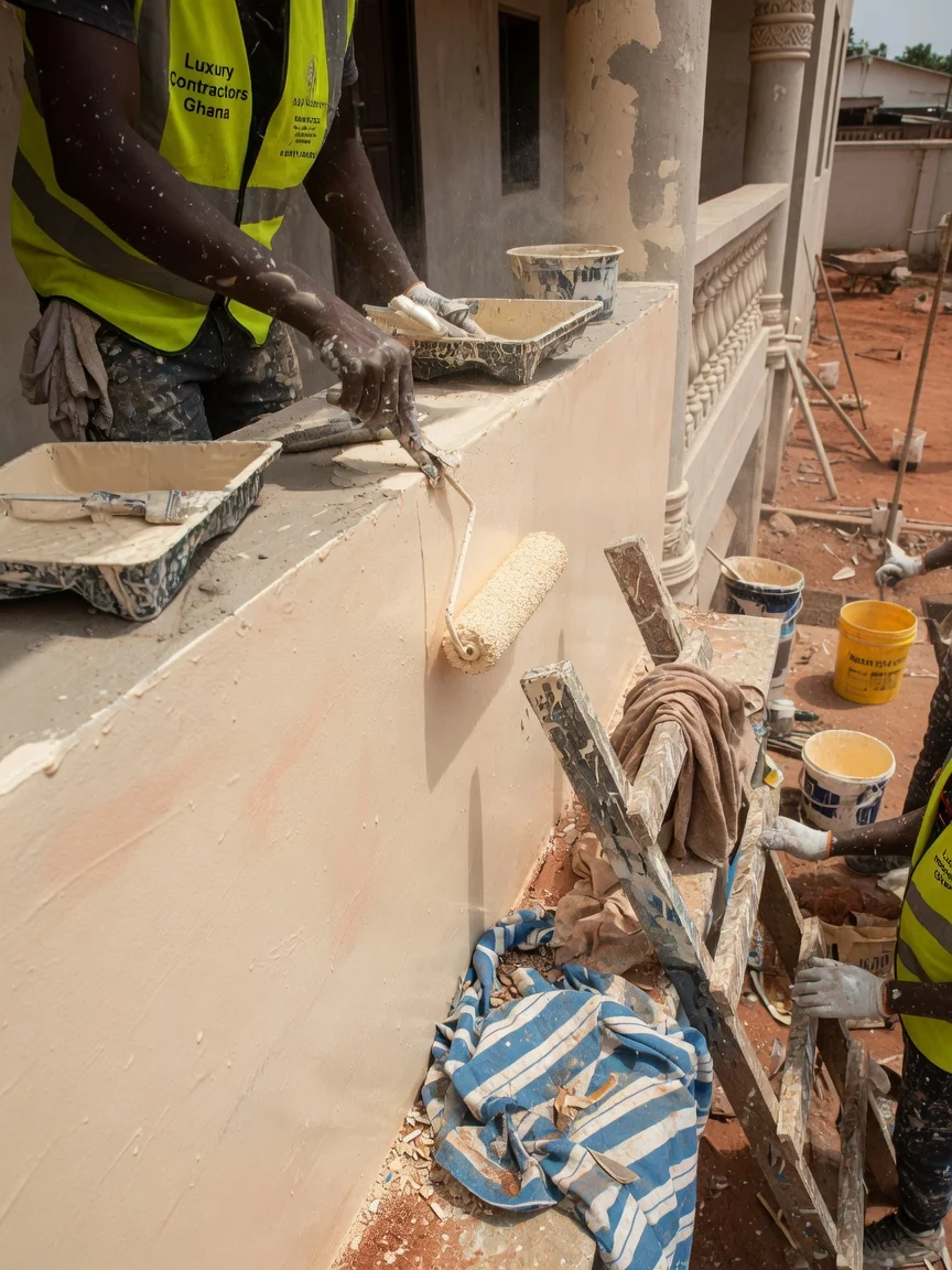 Presidential-standard villa build in Accra — italian marble staircase bespoke joinery prestige interior detail accra luxurycontractorsghana, Accra Ghana