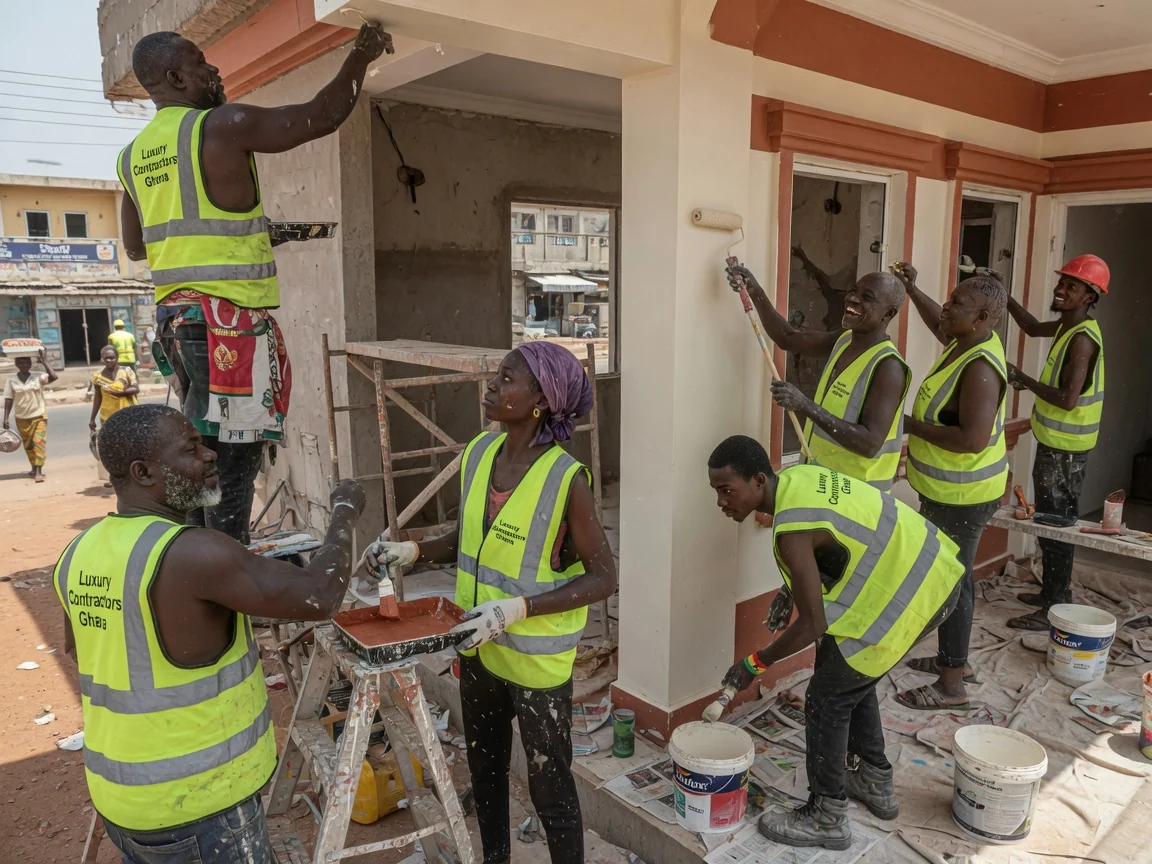 Dubai-standard finish in Accra — luxury bathroom marble champagne fixtures handover accra luxurycontractorsghana, Accra Ghana