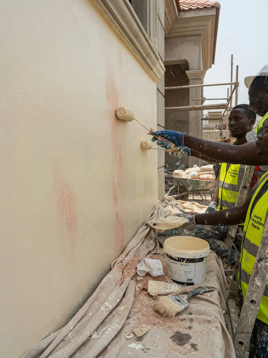 Construction de villa ultra-premium à Accra — luxury villa marble bespoke joinery interior finish detail accra luxurycontractorsghana, Accra Ghana