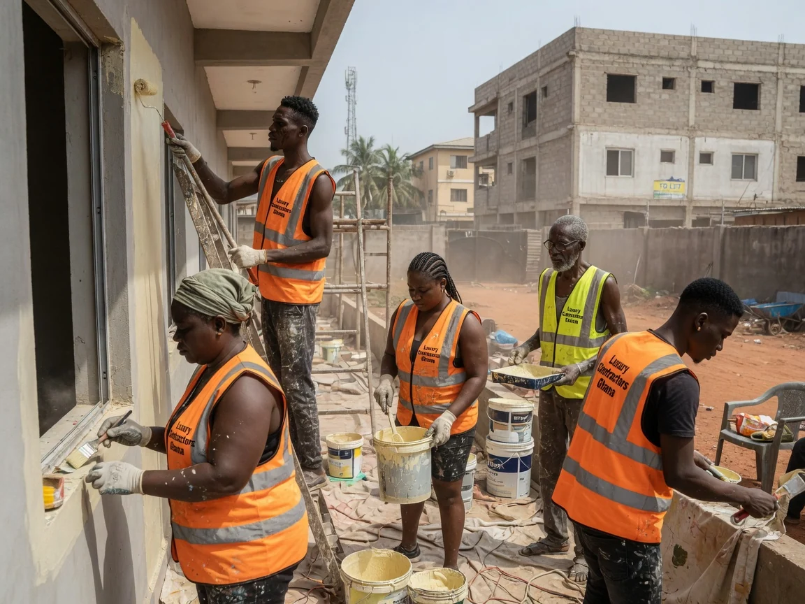 Premium commercial construction project in Accra — premium commercial facade mep smart systems completed handover accra luxurycontractorsghana, Accra Ghana