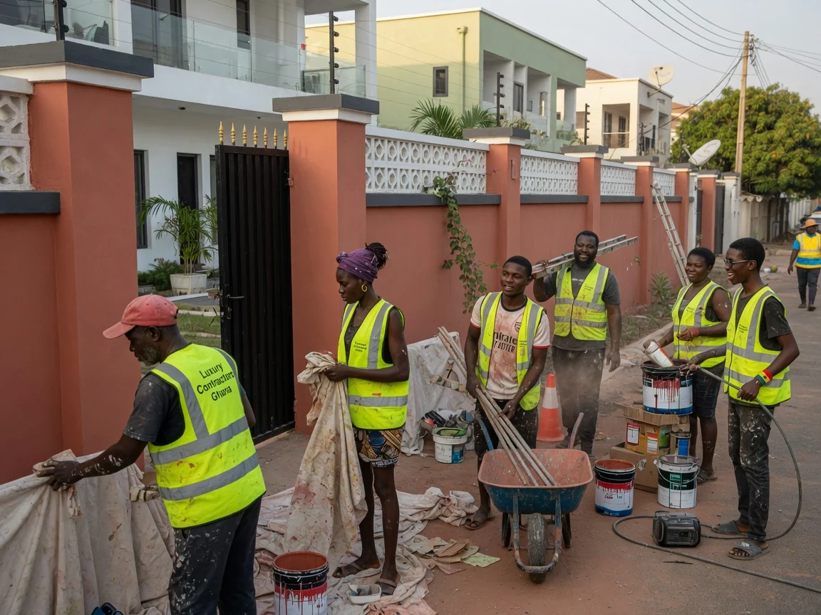 Construction de villa ultra-premium à Accra — ultra premium villa construction progress international standard accra luxurycontractorsghana, Accra Ghana