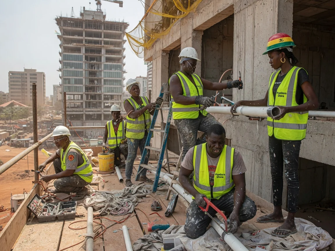 Bank tower and high-rise plumbing in Accra — bms monitored plumbing control panel tower accra plumbersghana, Accra Ghana